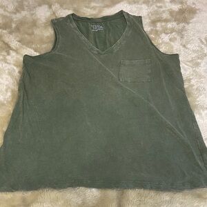 Time and Tru Olive Tank Top with Pocket